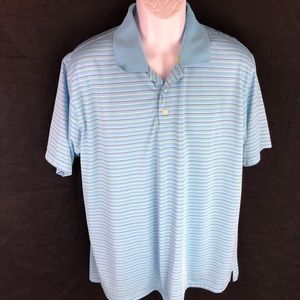 Bolle Golf Tech Polo Stripe Blue Shirt Top XL